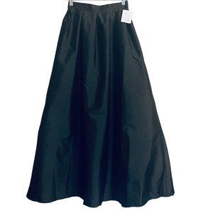 Shabby Apple Petite Black Taffeta Maxi Ball Skirt Formal Full Length Glam Party